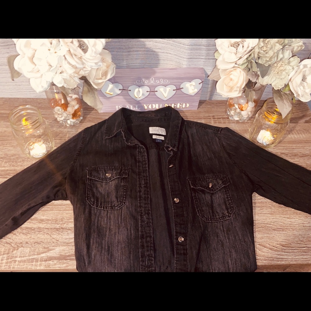 Black denim style flannel